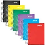 Better Office Products Fat Book Spiral Notebooks, 6 Pack, Small Notebooks with Poly Plastic Covers, 5.5 x 4 Inches, 1-Subject, College Rule, 200