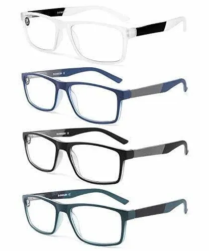 DONGDI Blue Light Blocking Reading Glasses 4 Pack Computer Readers for Women Men,Anti Glare UV Ray Filter Eyeglasses+4.00