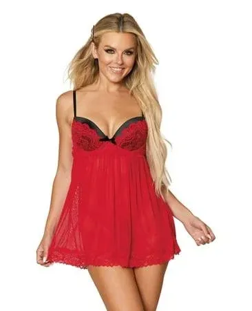 Dreamgirl Mesh & Lace Babydoll Set