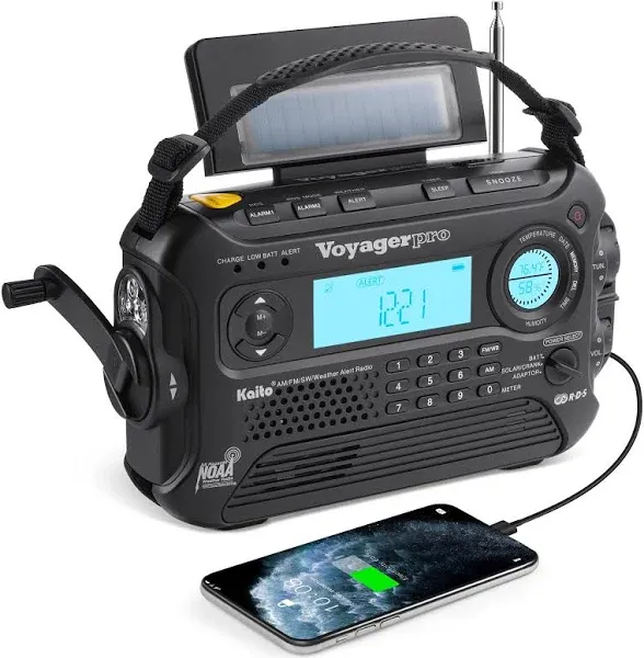 Kaito Voyager Pro Ka600 Digital Solar Dynamo Crank AM/FM/LW/SW & NOAA Weather Emergency Radio