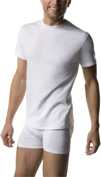 Hanes Men&#039;s Cotton, Moisture-Wicki<wbr/>ng Crew Tee Undershirts, Multi-Packs Available