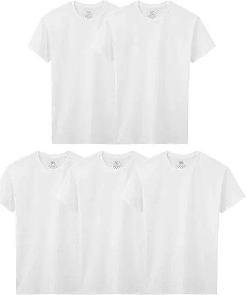 Fruit of the Loom Undershirts 5 Pack White Cotton Crew T-Shirts for Boys