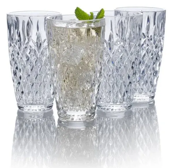 Set Of 4 Mikasa Harding Highball Glasses. Open box