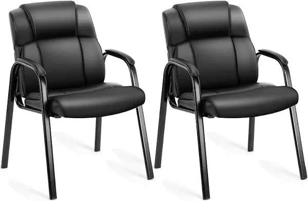 OLIXIS Waiting Room Reception Chairs Set of 2, Leather Office Desk Guest Stat...