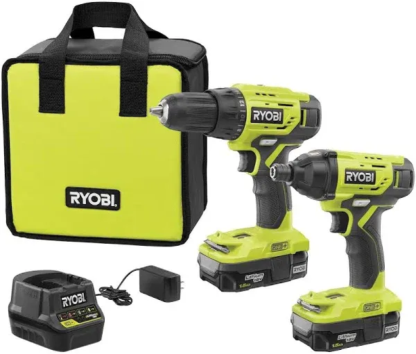 Ryobi P1817 18V ONE+ Li-Ion Cordless Drill &amp; Impact Combo Kit (ye, c (PDS028720)