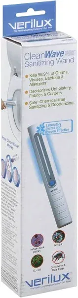 NEW Verilux Clean Wave Portable White Sanitizing Wand With Wrist Strap Brand