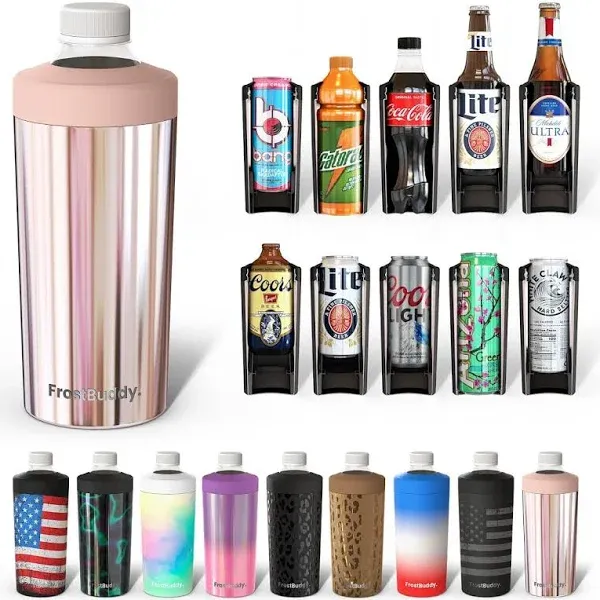 Universal Buddy XL Can Cooler by Frost Buddy - Fits 12-ounce, 16-ounce, 20-ounce, and 24-ounce Cans and Bottles - Keep Your Drinks Refreshingly Chilled for over 12 hours Gunmetal Glory