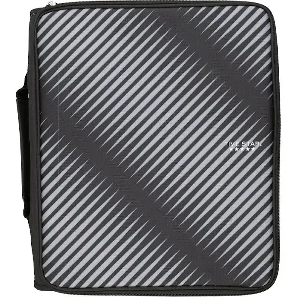 New Five Star 2 Inch Zipper Binder, 3 Ring Binder 6-Pocket Expanding File -Black