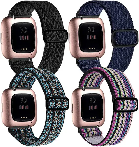 4 Pack Stretchy Bands Compatible with Fitbit Versa/Fitbit Versa Lite/Fitbit V...