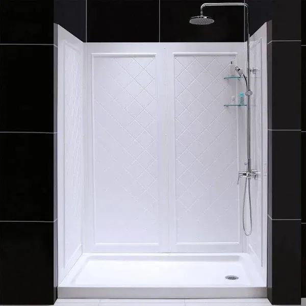 DreamLine DL-6191C-01 34x60&#034;x76 3/4&#034;H Center Drain Shower Base and QWALL-5 Walls