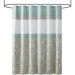 510 DESIGN Shower Curtain, Geometric Textured Embroidery Design with Built-in Liner, Modern Mid-Century Bathroom Decor, Machine Washable, Fabric Privacy Screen 72x72, Shawnee, Seafoam