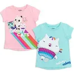 Gabby's Dollhouse Little Girls 2 Pack T-shirts Pink/Blue 7-8