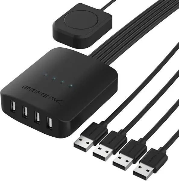 SABRENT USB 2.0 Sharing Switch up to 4 Computers and Peripherals LED Device Indicators (USB-USS4)