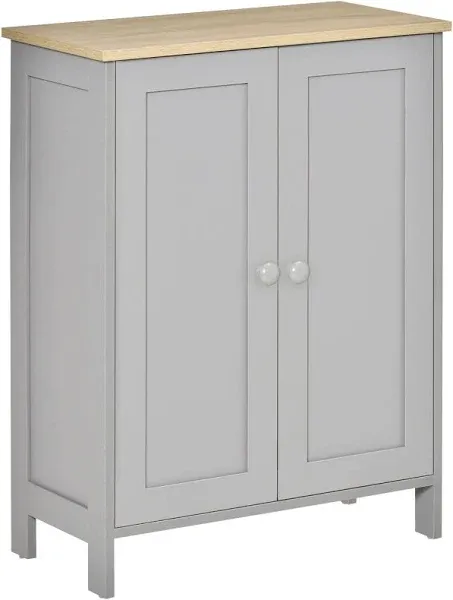 Homcom Storage Cabinet, Double Door Cupboard with 2 Adjustable Shelves, for Living Room, Bedroom, or Hallway