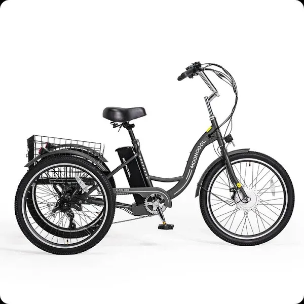 MOONCOOL Electric Tricycle for Adults, 350W 36V Electric Trike Motorized Three Wheel Electric Bicycle, 7 Speeds 3 Wheels Adult Electric Tricycle with Large Basket