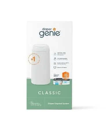 Diaper Genie Classic Pail Includes 1 Starter Square Refill Open Box