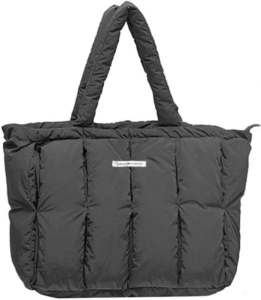 Puffer Tote Bag For Women Luxury Quilted Puffy Handbag Light Winter Shoulder Bag