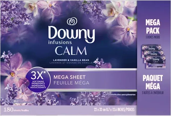 Downy Infusions Fabric Softener Dryer Sheets, Calm, 105 CT