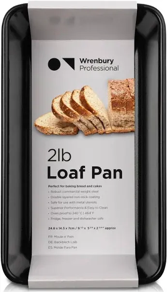 Wrenbury Large 2lb Loaf Pan for Baking Bread - Non Stick 2 lb Bread Pan - Non Toxic Bread Loaf Pan - Heavy Gauge Carbon Steel 2 Pound Cake Pan - Loaf Tin 9.5"