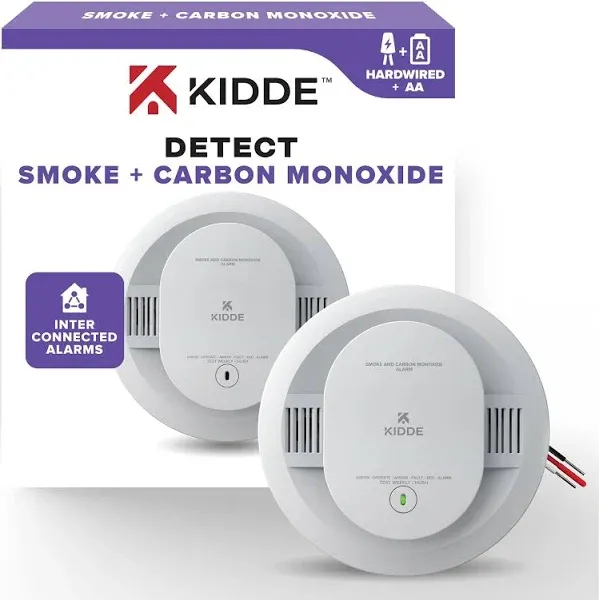 Kidde Hardwired Smoke &amp; Carbon Monoxide Detector, AA Battery Backup, Interconnec