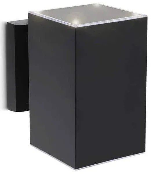 Outdoor Solar Wall Light Square Aluminum Metal Black Sconce, Modern Light Fixture