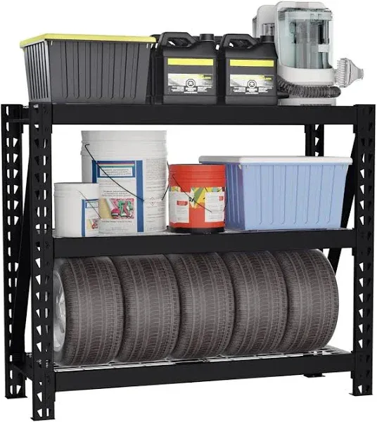 WORKPRO 3-Tier Garage Shelving Unit, Heavy Duty 5400 LBS Load Capacity, Metal Storage Rack, 50”W x 18”D x 47”H Height Adjustable, Industrial Shelving for Garage, Warehouse, Shop