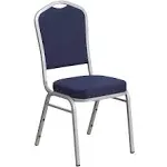 Hercules Series Crown Back Stacking Banquet Chair in Navy Fabric - Silver Frame - Flash Furniture