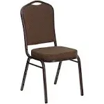 Flash Furniture Hercules Series Crown Back Stacking Banquet Chair in Brown Patterned Fabric - Copper Vein Frame