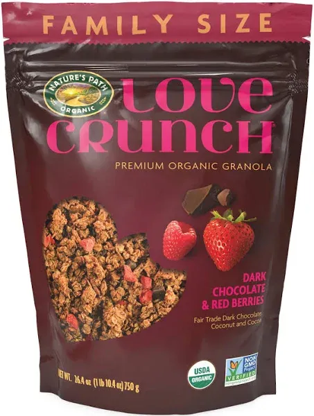 Love Crunch Organic Dark Chocolate & Red Berries Granola, 26.4 oz (Pack of 6), Non-GMO, Fair Trade, by Nature's Path