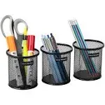 Pen and Accessories Holder, Set of 3, Desktop Organizer, Office, Metal Mesh, 3.5