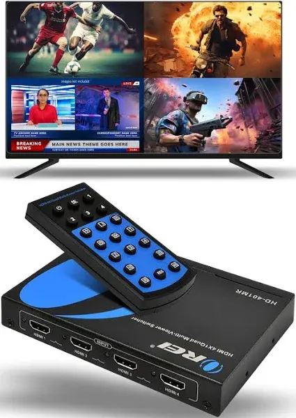 HDMI Multi-Viewer 4x1 Seamless HDMI Switch - 4 Ports, IR Remote, Supports up ...