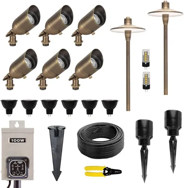 Lumen Logic 12V Brass LED Landscape Lighting Kit