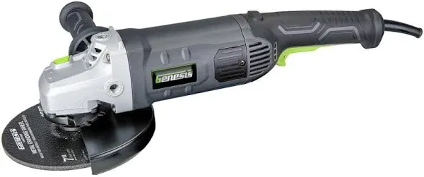 Genesis 7 In. 15 Amp Angle Grinder with 3-Position Side Handle & Wheel Guard