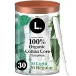 L. Tampons, Cotton, Organic, Light+Regular - 30 tampons