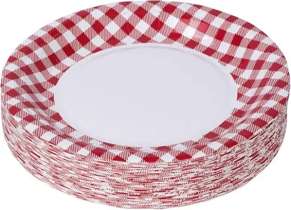 Picnic Themed 9&quot; Disposable Round Paper Plates 100 Pack