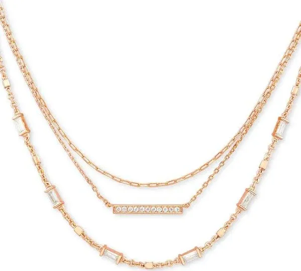 Kendra Scott Addison Triple Strand Necklace Rose Gold