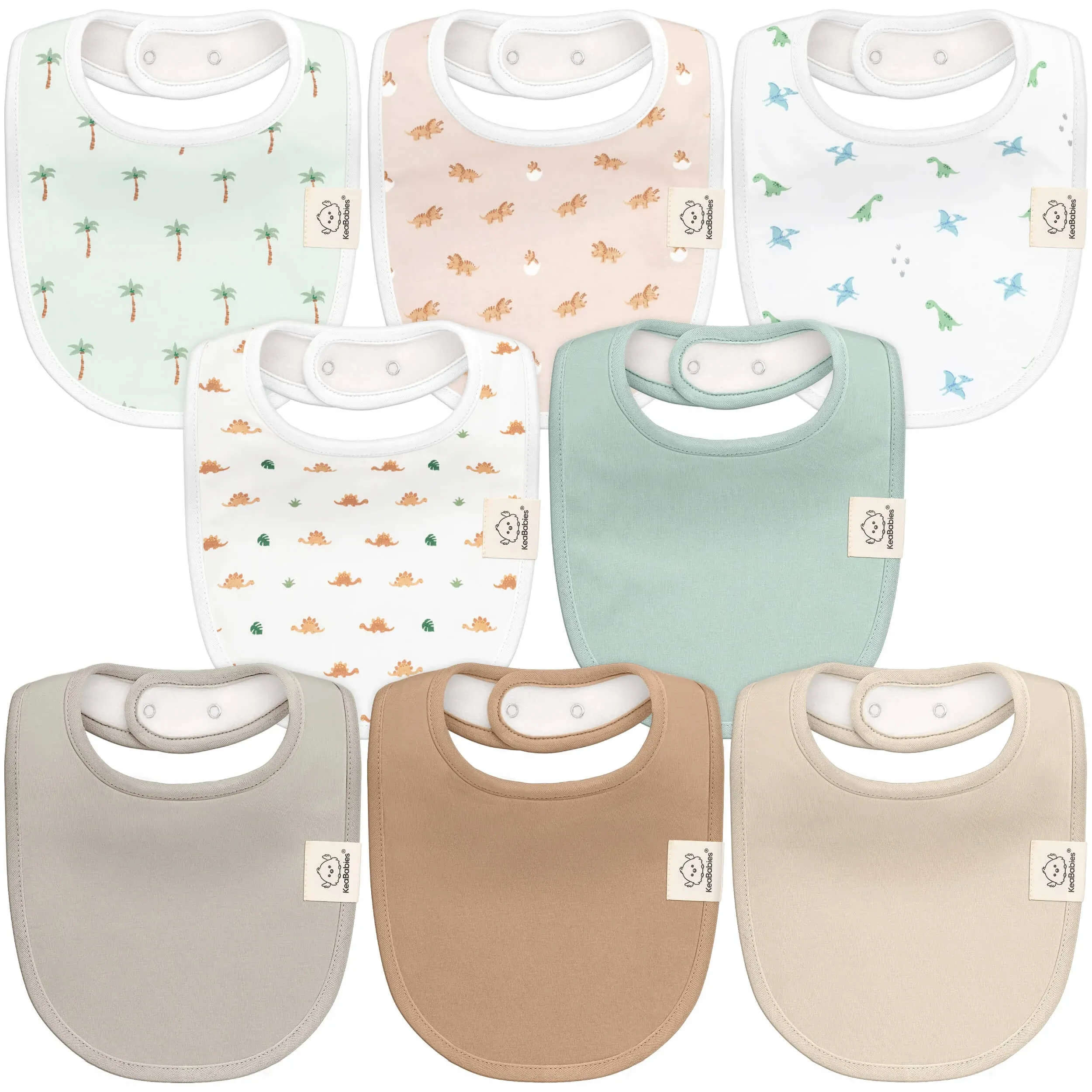 KeaBabies 8-Pack Baby Drool Bibs in Roarsome 