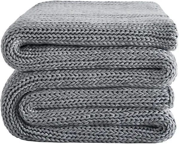 L'AGRATY Knitted Weighted Blanket - 60"x80" 15lbs Cooling Chunky Knit Heavy Blanket for Adults Braided Crochet Throw Thick Cable Yarn Knit Decorative Blanket No Beads Evenly Weighted Machine Washable