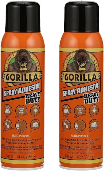 Gorilla 6314410 11oz Spray Adhesive, 2-Pack, Clear