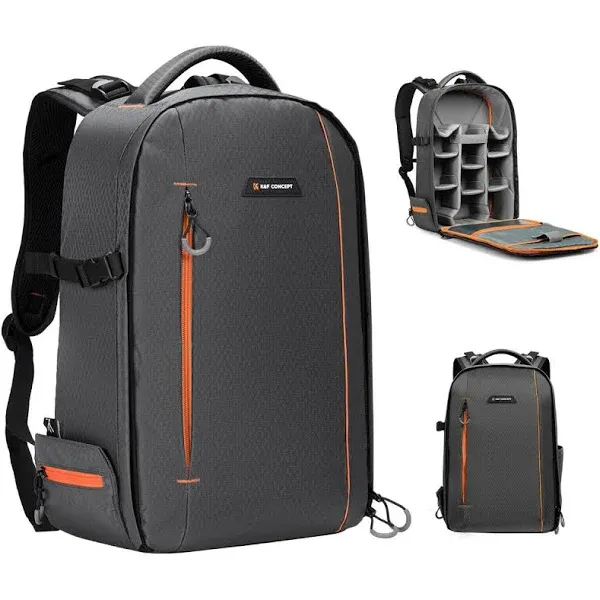 K&F Concept Camera Backpack For Photographers Large Waterproof Photography Camera Bag with Laptop/Tripod Compartment For Men Women - Backpack 18L