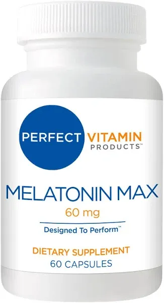 Perfect Vitamin Products 60mg Extra Strength Melatonin Max High Dosage Melatonin Ensures Amply Supply Of This Important Hormone