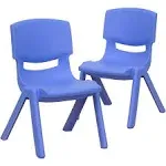 Flash Furniture 2 Pack Blue Plastic Stackable School Chair with 10.5'' Seat Height