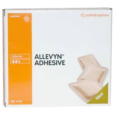 Allevyn Adhesive with Border Foam Dressing, 5 x 5 inch - Box/10