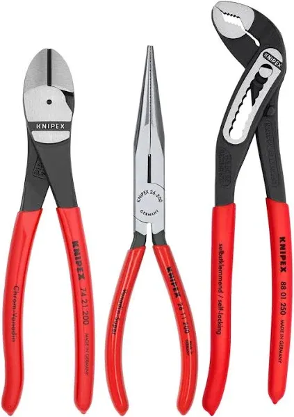 Knipex 3pc Plier Set 002008US1 Alligator Diagonal Cutter Snipe Long Nose Pliers