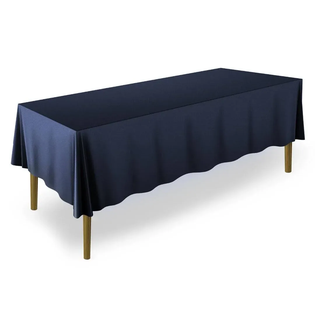 90&#034; x 156&#034; Rectangular Polyester Fabric Tablecloths - Navy Blue