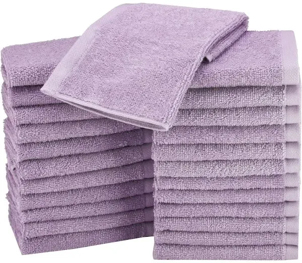 Amazon Basics Cotton Washcloths, 24 Pack, 30 cm x 30cm, Lavender