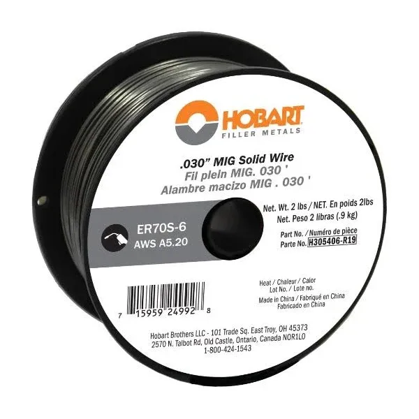 Hobart MIG Welding Wire — ER70S-6 Carbon Steel, .030in., 2-Lb. Spool, Model#