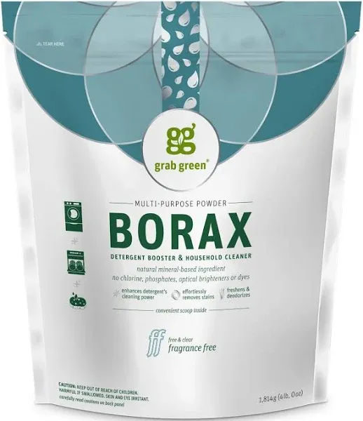 Grab Green Borax Natural Laundry Detergent Booster and Household Multipurpose Cleaning Powder