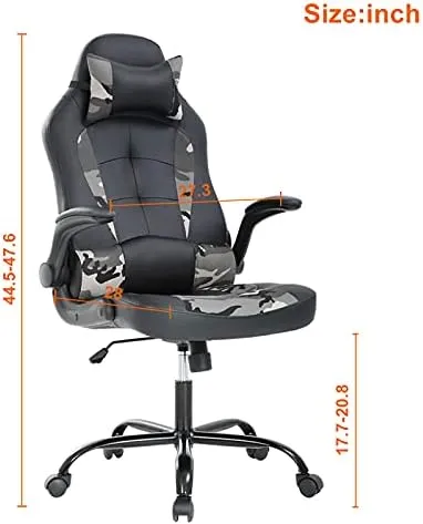 PC Gaming Chair Ergonomic Office Chair Desk Chair with Lumbar Support Flip Up Arms Headrest PU Leather Executive High Back Computer Chair for Home Office Conference Room, OC-RC66-Camo