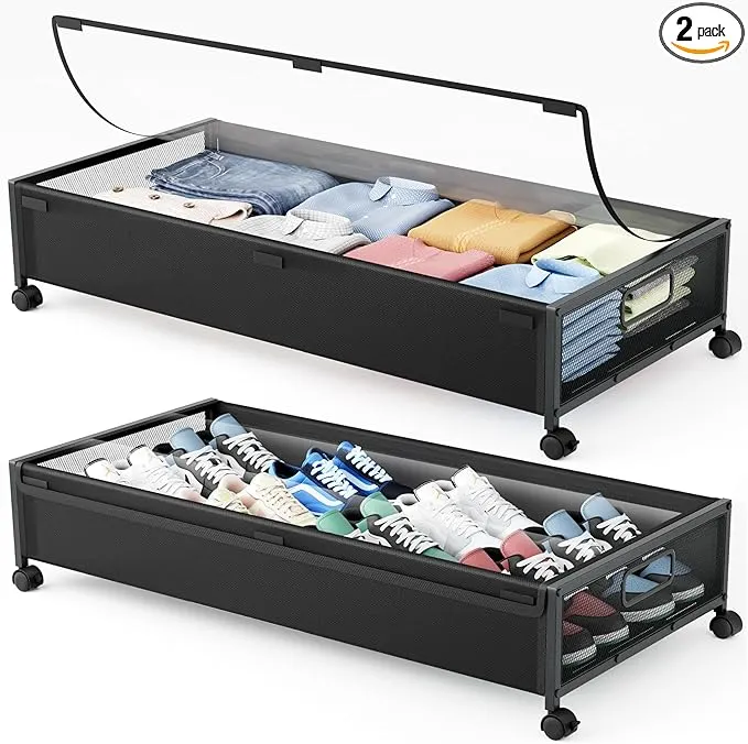 Rebrilliant Under Bed Storage Containers with Wheels (2 Pack)